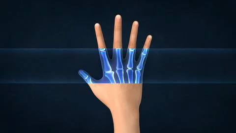 An X-ray of a human hand Stock Illustration