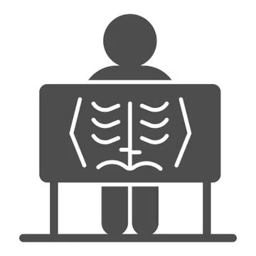 X-ray of human lungs solid icon, Medical concept, chest X-ray sign on white Stockillustratie