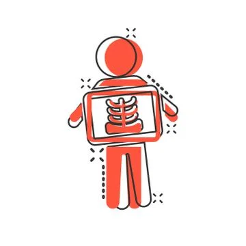 X-ray icon in comic style. Radiology cartoon vector illustration on white iso Stock Illustration
