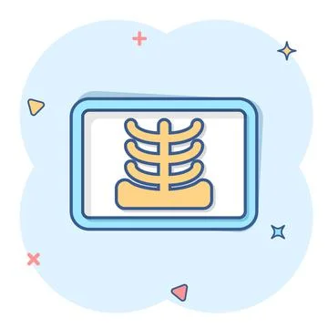 X-ray icon in comic style. Radiology cartoon vector illustration on white iso Stock Illustration