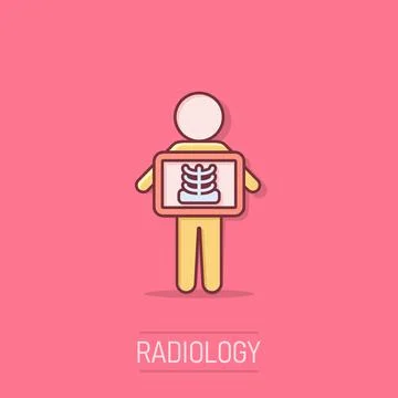 X-ray icon in comic style. Radiology cartoon vector illustration on isolate.. Illustrazione stock