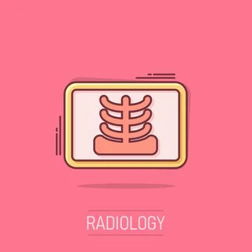 X-ray icon in comic style. Radiology cartoon vector illustration on isolate.. イラスト素材