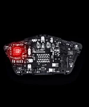 X-ray image of  engine control unit or ECU . Stock Illustration