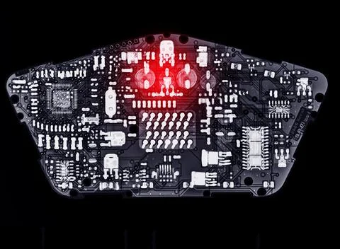 X-ray image of  engine control unit or ECU . Stock-Illustration