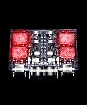 X-ray image of  engine control unit or ECU . Stock-Illustration
