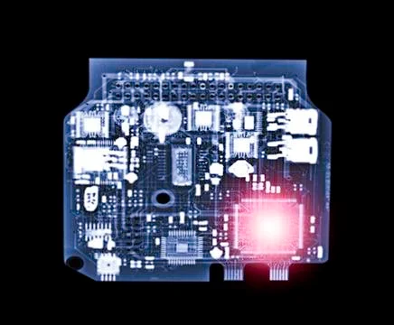 X-ray image of engine control unit or ECU in Motorcycle . clipping path. Foto stock