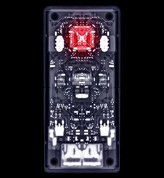 X-ray image of engine control unit or ECU in Motorcycle or Bigbike. 스톡 사진