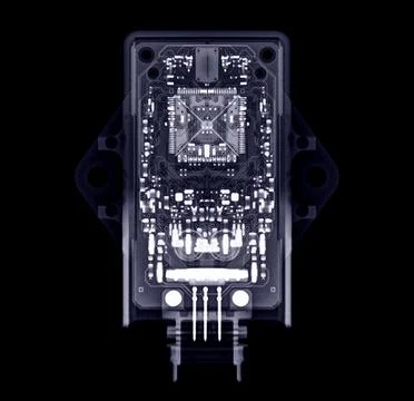 X-ray image of engine control unit or ECU in Motorcycle or Bigbike. Foto stock