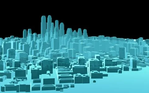 X-Ray Image Of Modern City on Black Ilustración de archivo