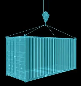 X-Ray Image Of Shipping container with hook 스톡 일러스트