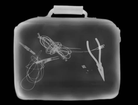 X-ray image showing briefcase containing suspect device Stockillustratie