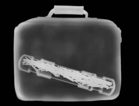 X-ray image showing handbag containing test tube with germs Stock Illustration