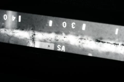X-ray image of a welded joint of a process pipeline at an oil and chemical pl Stock Photos