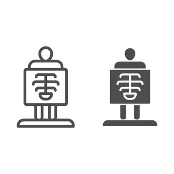 X-ray line and solid icon, Medical tests concept, chest radiography sign on Stock Illustration