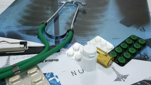 X-ray of lungs on the doctor's table Stock Footage 87358631