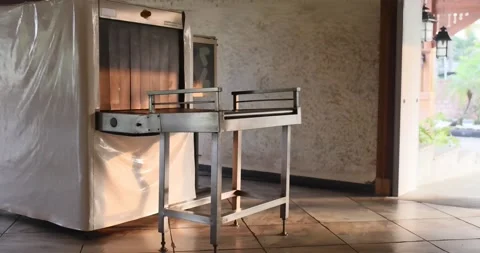 X-ray machine for detecting prohibited items luggage is highlighted by the sun Video stock 266245540