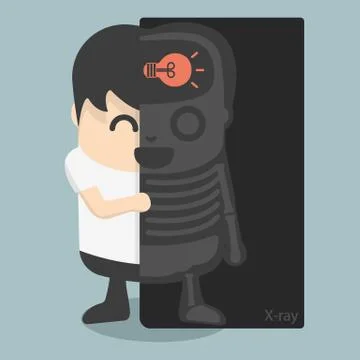 X-ray machine found the lamp in the brain of businessman Stock Illustration