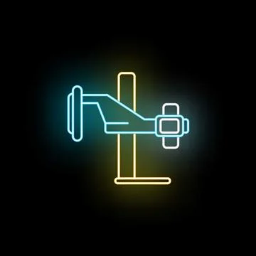 X ray machine neon icon illuminating medical radiology Stock Illustration