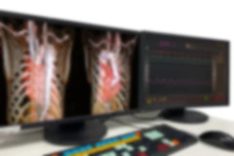 X-ray medical scan in hospital. CTA, CT angiography 3D rendering image, CT Sc Stock Photos