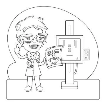 X-Ray Operator Coloring Page 스톡 일러스트