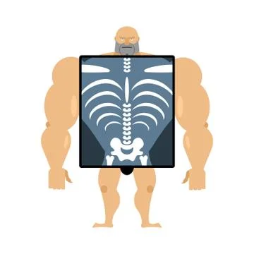 X-ray of person. Structure of men. Construct of athlete. Bones and skull. Ath 스톡 일러스트