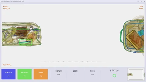 X-ray Projection Sensor Found Explosive Terrorist Bomb In Passenger Luggage Video stock 255303043