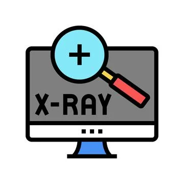 X-ray radiology researching on computer screen color icon vector illustration Stock Illustration