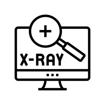 X-ray radiology researching on computer screen line icon vector illustration 스톡 일러스트