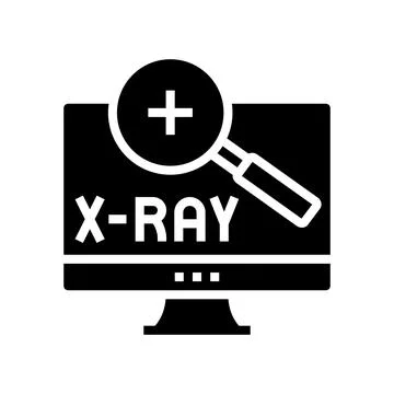 X-ray radiology researching on computer screen glyph icon vector illustration Stock Illustration