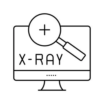X-ray radiology researching on computer screen line icon vector illustration Stock Illustration