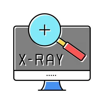 X-ray radiology researching on computer screen color icon vector illustration Illustrazione stock