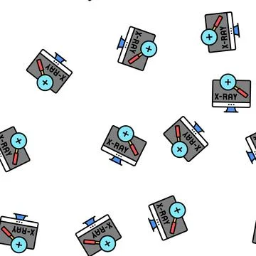 X-ray radiology researching on computer screen vector seamless pattern Stock Illustration