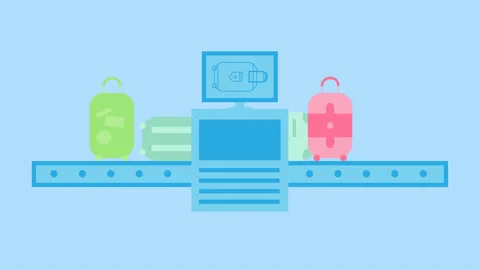 X-ray Scanner Machine At The Airport 4k Animation Stock Footage 283318468