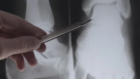 X-ray with sprain and rupture of ankle ligaments Stock Footage 321410562
