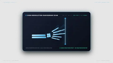 X-Ray Style Bone Scan Reveal Wipe with a blue-tinted skeletal outline 4K Alpha Stock Footage 346539854