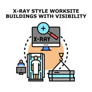 X ray style concept of construction site workflow Stock Illustration