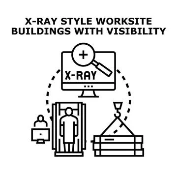 X ray style concept of construction site workflow Stock Illustration