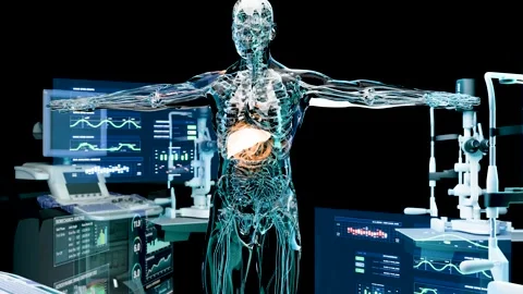 X-Ray Style View of the Human Body Highlighting the Liver 库存影片 345363187