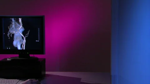 X-Ray Tech points to 3D model with zoom Stock Footage 459326