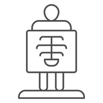 X-ray thin line icon, Medical tests concept, chest radiography sign on white Stock Illustration