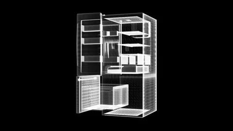 X-Ray View of Refrigerator: Transparent Design in Modern Kitchen Appliance .. Stock Footage 344656630