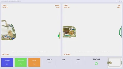 X-Ray Visual Check Inspection Software Alerts Security Of Prohibited Items Stock Footage 319670109