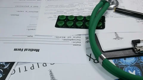 X-rays on the table in the doctor's office in a modern hospital Stock Footage 87358747