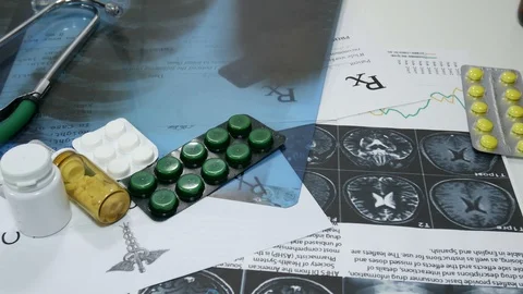 X-rays on the table in the hospital Stock Footage 87358881