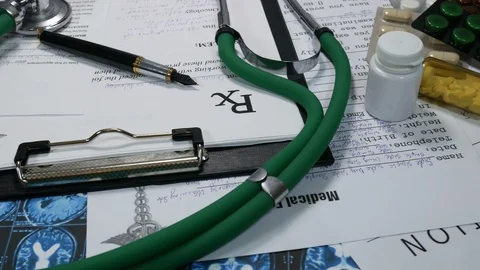 X-rays on the table in a modern hospital Stock Footage 87358799