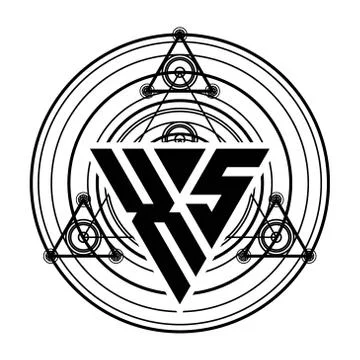 X S Monogram letter logo with triangle shape design template with sacred geom Stock-Illustration
