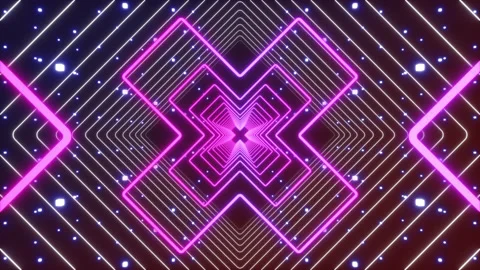X-shaped neon tunnel loop Видео 133716102