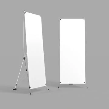 X-stand for your design. Blank white 3d rendering illustration. Illustrazione stock