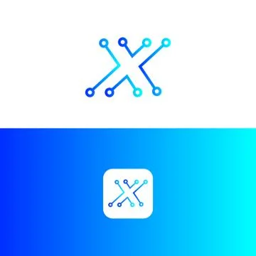 X tech letter logo design, X icon,	 Illustrazione stock