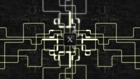 X - Twitter AI processor algorithm data flow power, circuits and Stock Footage 274043505